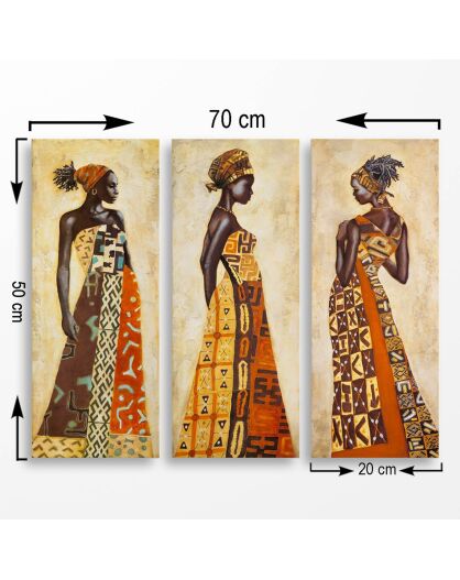Tableaux décoratifs 3 pièces multicolores - 70x50 cm